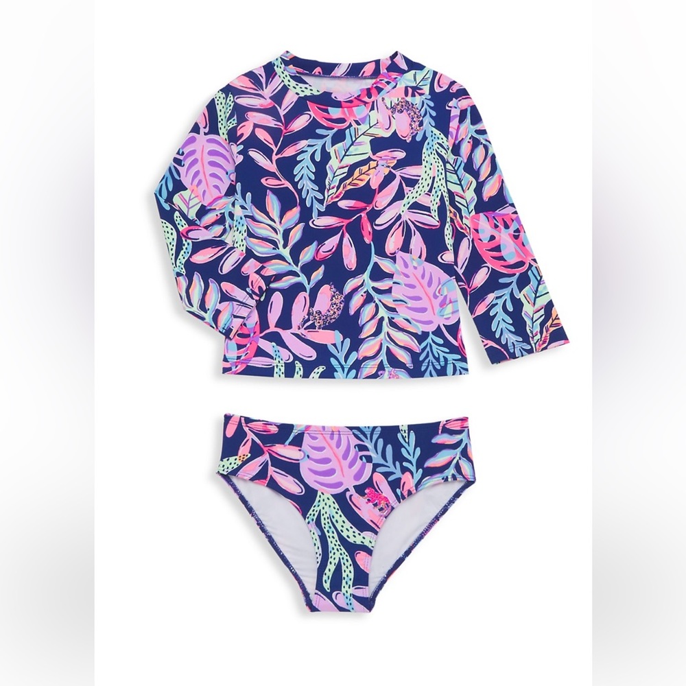 Lilly Pulitzer Bobby Rashguard Set Up in Oyster Bay Navy, NWT, 6